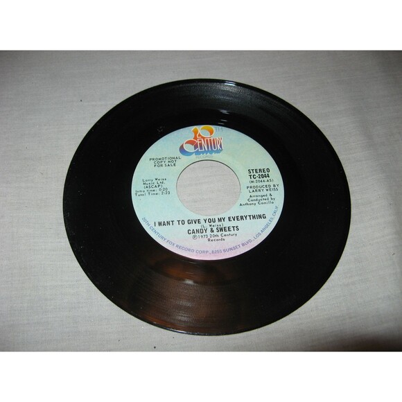Candy & Sweets I Want To Give You My Everything Promo 45 RPM Vinyl Blank B Side - Picture 3 of 4
